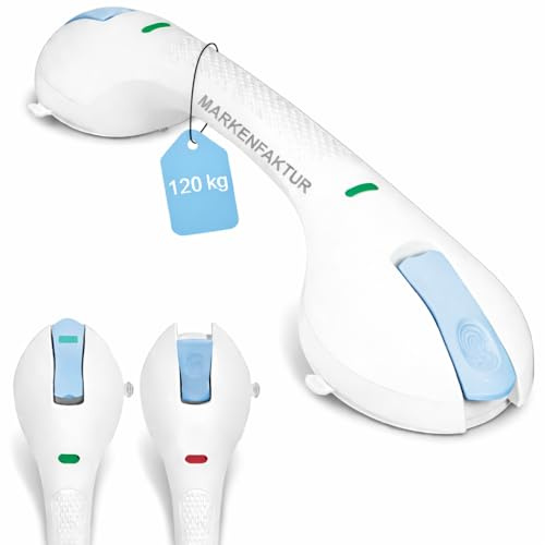 MARKENFAKTUR Barre d’appui douche sans perçage 44 cm – Poignée ventouse antidérapante jusqu’à 120 kg – Barre de maintien salle de bain & baignoire – Aide à l’entrée idéale pour seniors