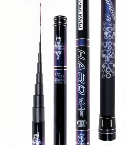 TUJISEK Tragbare Carbon Angelruten 8M-15M Teleskop Angelrute teleskoprute Stipprute Fishing Rod teleskopangel Leicht Zu Tragen Angelausrüstung Fern Grosser Fisch(8m)