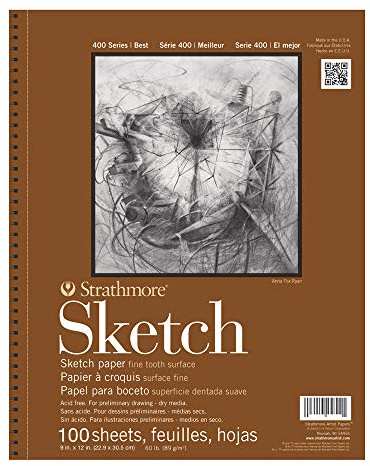 Strathmore 400 Series Sketch Pad, 9x12 inch, 100 Sheets - Artist Sketchbook for Drawing, Illustration, Art Class Students