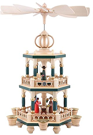 Pyramide de Noël histoire de Noël, 2 étages, hauteur 42 cm, peint à la main, Erzgebirge originale de Muller Seiffen