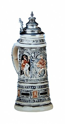 KING Jarra de cerveza alemana con escenas de gente tomando, jarra suntuosa, réplica de 1890, jarra 1,5 litros, Limitaet 2000