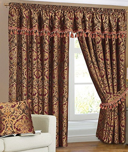 Online Bedding Store Fully Lined Readymade Pencil Pleat Heavy Chenille Georgia Curtains Pair, (Curtains 90″x 54″ (228 x 137 cm)