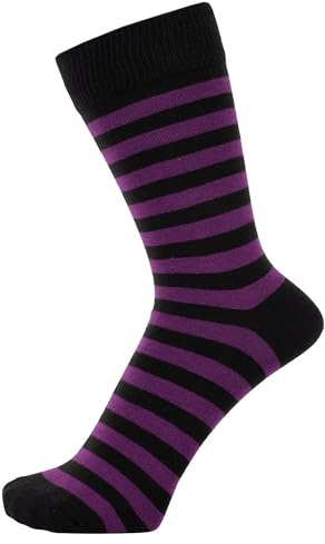 ZAKIRA Calzini in Cotone Pettinato – Calzini Business a Righe per Uomo e Donna, Cotone Morbido e Traspirante, 40-46 (EU), Viola/Nero