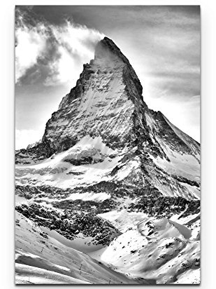 Leinwandbilder | Bilder Leinwand 90x60cm Matterhorn in schwarz – weiß