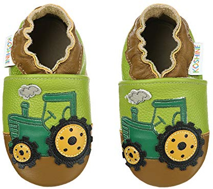 koshine Weiches Leder Krabbelschuhe Baby Schuhe Kinder Lauflernschuhe Hausschuhe 0-3 Jahre (12-18 Monate, Traktor)