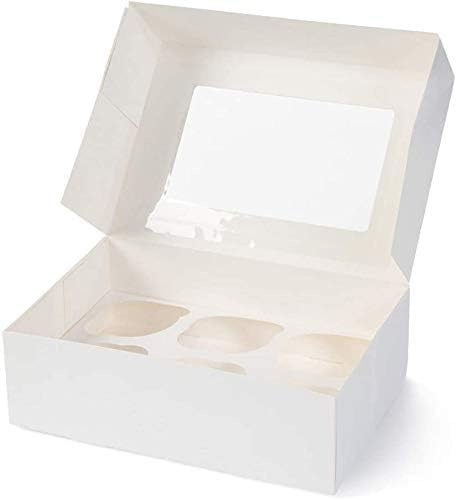 Decoraciondulce - 10 x Caja Blanca para Transportar Cupcakes, Muffins ... (6 Cupcakes)