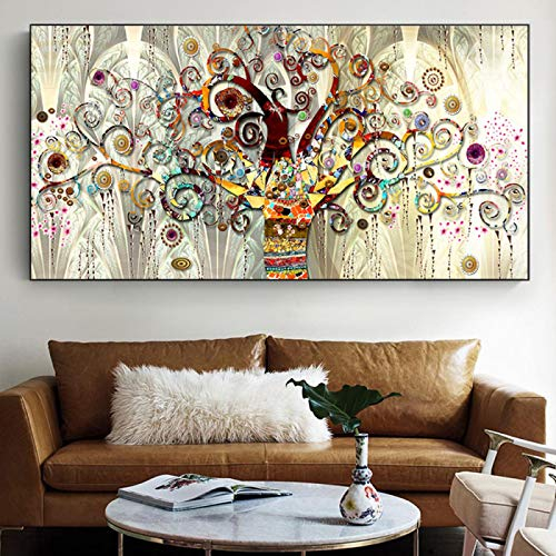 ZYHFBHFBH Gustav Klimt Baum des Lebens Abstrakte Leinwand Wandkunst Skandinavische Plakate Drucke Berühmtes Gemälde Bild Für Raumdekor 60x120cm (23x47) Ungerahmt