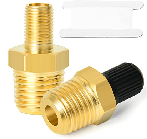 Gasher 2PCS 1/4 NPT Tank Valve Anti-Corrosion Brass Schrader Valve with 1/4 Male NPT,Using with Air Compressor Tanks
