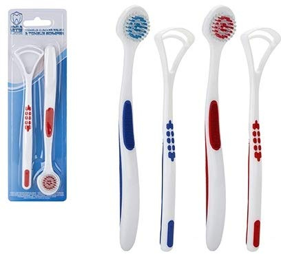 Dental Aesthetics UK Zungenschaber und Zungenreiniger-Bürste, Mundpflege (rot)