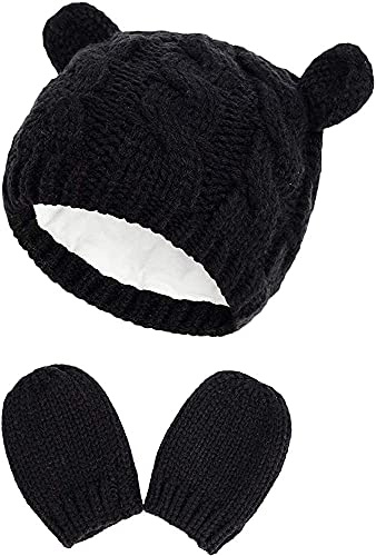 DRESHOW Set Med Vintermössa Och Vantar Stickad Varm Mössa Handskar För Flickor Pojkar