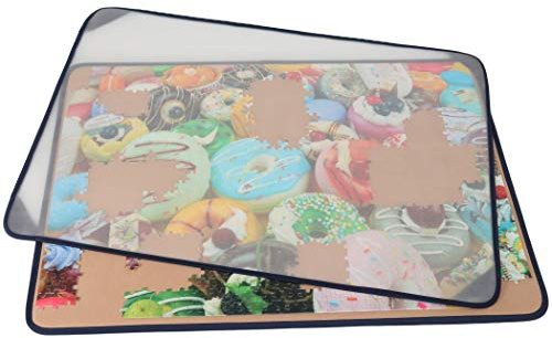 Tektalk Jigsaw Puzzle Board with Puzzle Dustproof Cover Up to 1500 Pieces (Khaki)