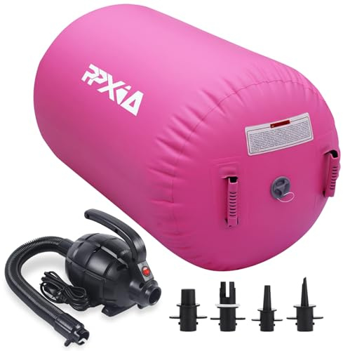 PPXIA Gymnastics Air Roller Air Barrel Inflatable Tumbling Mat, Tumble Track Backhandspring Mat Gymnastic Equipment with Pump for Yoga Training Cheerleading Home Use
