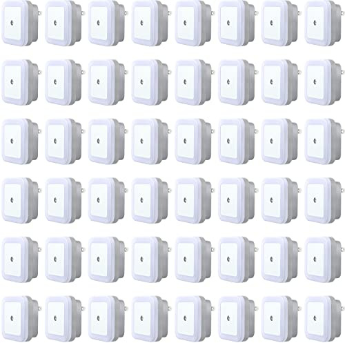 Tuanse 48 Pack LED Night Lights Plug into Wall Smart Sensor Sensor Automatic Night Lamp Nightlights Accessories for Bedroom Bathroom Toilet Stairs Kitchen Hallway(White)