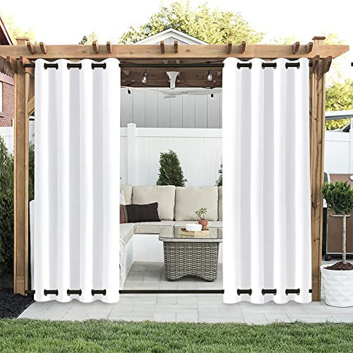 ADOORO Outdoor Vorhänge,Wetterfest Verdunkelungsvorhang mit Ösen Oben und Unten,Outdoorvorhänge mit UV Schutz Wasserabweisend für Balkon Garten Patio,White,70x90 cm(WxL)