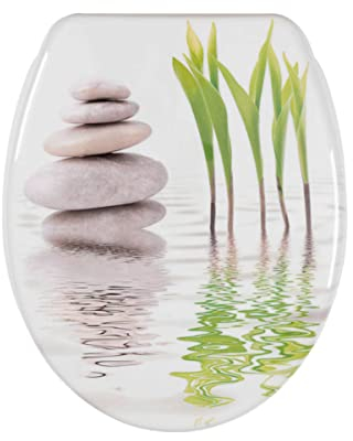 Home Creation Bathroom WC Sitz mit Absenkautomatik Stein-Pflanze