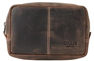 Gillis London Leder Kulturbeutel, hochwertige Kulturtasche aus echtem Leder, edles Necessaire für Damen und Herren (Vintage Brown, Trafalgar small)