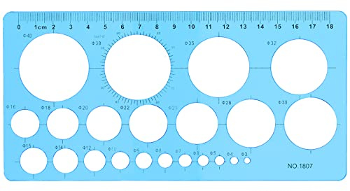 Namner Kreisschablone, Kreis Schablone mit 22 Kreisen, Transparent Blau | Kreis Schablonen zum Malen, Kreis Lineal für Zeichenhilfen, Quilling Schablone