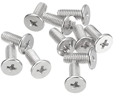sourcing map M5-0.8 x 12mm 20Pcs Flat Round Head Screws 304 Stainless Steel Phillips Drive Machine Screws Hardware Fastener for Furniture Connection
