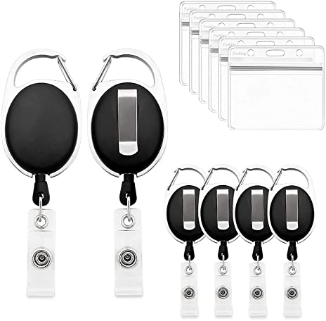 6 Stück Schlüsselanhänger Ausziehbar, Ausweishalter Ausziehbar Retractable, Ausweishüllen Badge Clip, Ausweishülle, Schlüssel JoJo Ausweishalter, für Schlüsselanhänger Ausweise Dienstausweise