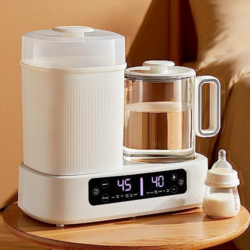 Hoapin Chauffe Biberon, Stérilisateur Biberon 10 en 1, Bouilloire Électrique Multifonctionnelle 1,5 L pour Préparation de Bébé, avec Ecran LCD Intelligent de la Température
