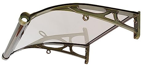 HUHJYUGE Auvent de Porte Fenêtre 120x100cm, Toit Marquise en Polycarbonate Pluie et Neige Protection Coupe-Vent, Invisible Solide Marquise D'Entrée Extérieur Balcon avec Support