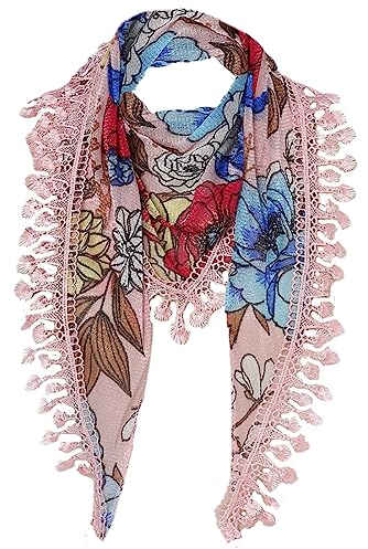 prinfantasy Tuch Quasten Geschenk für Frauen Ab 60 Haarschal Damen Spitze Stola Schal Dreieck Schals Tuch mit Quasten Braut Hochzeit Festliche für Abendkleider 144003