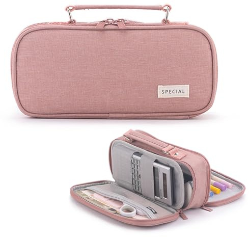 X SIM FITNESSX Große Kapazität Federmäppchen Federtaschen Teenager Mädchen Mäppchen Etui Stifte, Schlamppermäppchen Pencil Case für Schule & Büro (Dunkelrosa)