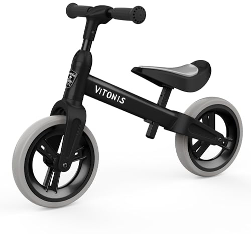 Draisienne Enfants Vélo Bébé sans Pédales de 1.5-4 ans Jusqu'à 25 kg, Volant et Selle Réglables en hauteur, Antivol de Direction, Vélo d'enfant ultra Léger Vélo d'équilibre pour Garçons Filles,Noir