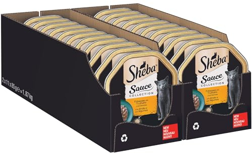 SHEBA Schale Nassfutter für Katzen Sauce Collection Frikassee mit Truthahn und Gemüse 2 x 11 x 85g