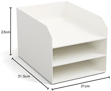 BIGSO Trey 3-stufige Briefablage – praktische Ablagefläche für Briefe, Dokumente in DIN A4-Format – Ordnungssystem aus Faserplatte mit Papier – weiß