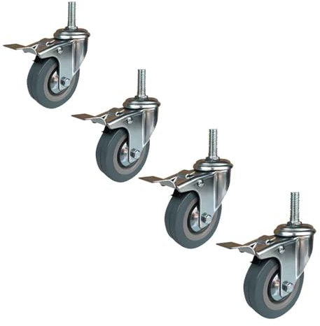 ZYBOWAYL 4 Schwerlast MöBelrollen Polyurethan Strandkorbrollen mit Bremse M10/12 Industriell Schwenkrollen 360 Grad drehbar transportrollen keine Spuren & Leise 75/100mm (Color : M10, Size : 75mm)