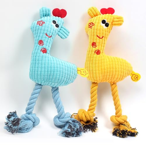Zliger Hundespielzeug, 2 pcs Welpenspielzeug, Hundespielzeug Unzerstörbar, Plüsch Kauspielzeug, Baumwollseil interaktives Spielzeug für Welpen, kleine, mittlere Hunde
