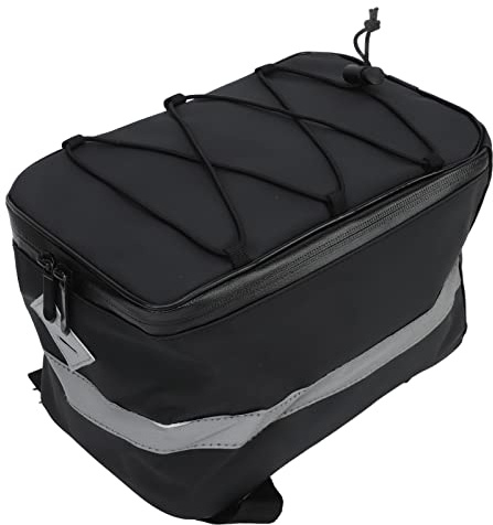 POENVFPO Fahrrad-Gepäckträgertasche, Große Kapazität, wasserdichte Oxford-Gewebe, PU-Leder-Gepäckträgertasche mit Regenschutz für Radfahren Im Freien