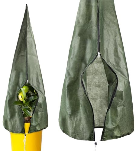 Supaway Funda de Invierno Reutilizable para Plantas Funda de Invierno no Tejida con cordón y Cremallera Fundas de protección contra heladas para árboles, Palmeras, Plantas de balcón, 300 x 150 cm