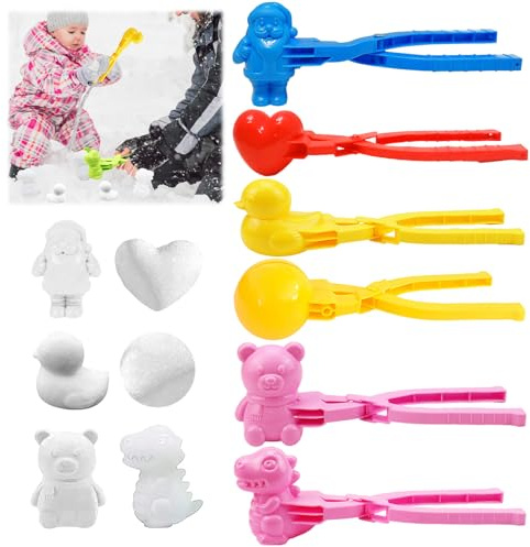 Snöbolltång, 6 stycken snöbollsformare, sandboll snöbollsklämma, vintersnöbollsformleksak, snöbollstillverkare, snöbollsmaskin verktyg med handtag, snöbollsklämma för barn att leka utomhus
