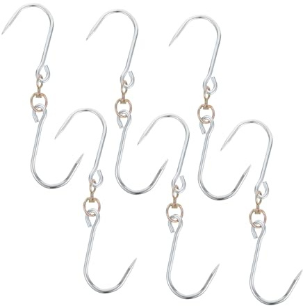 OKUMEYR 6pcs Meat Hangers Heavy Duty Hooks for Sausages Poultry and Meat Processing for Smoking and Grilling Weight Capacity Easy to Install