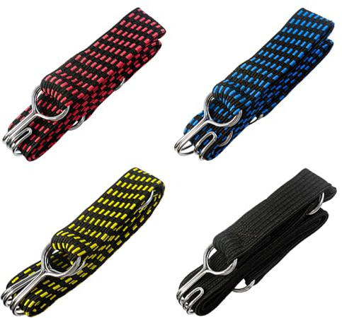 XNJIHWA 4 Stück Gummispanner Breit mit Haken Verstellbare Expander Spanngummi Gummiband 1M Gepäckspanner Breit für Sackkarre Gepäckträger Fahrrad Motorrad Camping