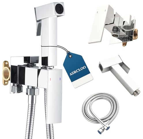 Handheld Bidet Sprayer for Toilet, Toilet Concealed Hot and Cold Bidet Spray Set, Cloth Diaper Sprayer Set,Handheld Bidet Attachment for Feminine,Brass Handheld Warm Water Sprayer,Polished Chrome