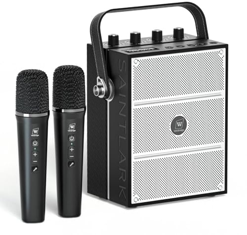 100W Powerful Voice Amplifier with 2 Wireless Microphones, Big Pro Sound Portable Speaker with Microphone, Bluetooth Speaker PA System Karaoke Machine Support BT/USB/TF Card/Aux/Guitar S99