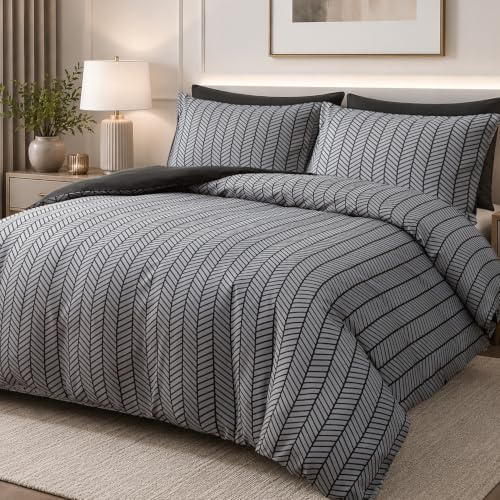 Pamposh Double Duvet Set – Brushed Microfiber Reversible Double Duvet Cover - Hypoallergenic Bedding Set - Ultrasoft Duvet Cover Double with Zipper Closure