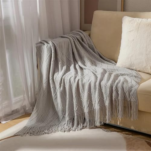 Manta nórdica de punto, suave, tamaño Queen, para cama, sofá, chimenea, siesta, tapiz acogedor a cuadros, perfecto para sofá, sillas, cálida y elegante decoración del hogar
