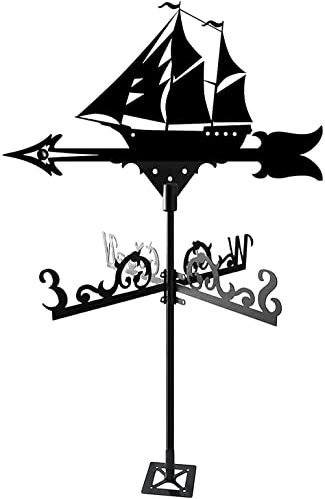 Wetterfahne aus Metall, Wetterfahne, klassisches Piratenschiff, Segelboot, Wetterfahne, Schlachtschiff, Wetterfahne aus Metall, Windfahne, Wetterhahn, Garten, Terrasse, Hof, Ornament