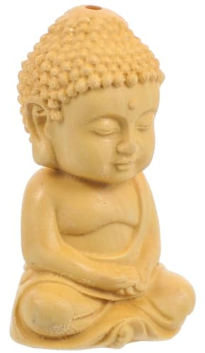 Holibanna Kleine Buddha Figur Aus Holz Handgeschnitzt Holz Buddha Statue Für Wohn Und Auto Dekoration Buddhistisches Meditationsdekor Mit Retro Charakter