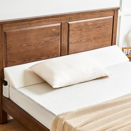 Cuscino a cuneo per testiera (152,4 x 15,2 x 25,4 cm), materasso (0-20 cm), cuneo per testiere, spazi tra la testiera e il materasso, copricapo, cuscino bianco