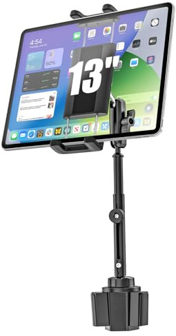Kolasels iPad Cup Holder Car Mount Heavy Duty [Height Adjust] Metal Long Arm Cup Holder Tablet Mount for Car, Truck, Compatible with 4.7-13 iPad Pro Air Mini, Galaxy Tab, iPhone, Cell Phone