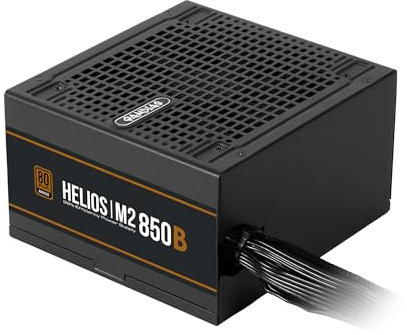GAMDIAS Helios M2-850B (EU) Nicht-Modulares Netzteil für ATX-PC-Gehäuse, 850W, 80 Plus Silver, ATX 3.1 & PCIe Gen 5.1 Bereit, DC-zu-DC-Design, Hochleistungs-Schutz, Flache Kabel, Schwarz
