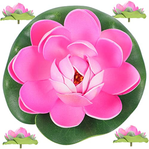 VICASKY 5 Stück Lotus Dekoration Schwimmende Lotusblumen Zur Dekoration Pool Dekorationen Garten Lotusblumen Party Seerose Seerosen Für Teich Dekorationen Rosa Schaumstoff