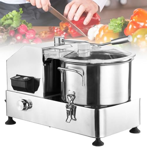HNBYLMM Commercial Food Processor, 1800W Electric Vegetable Chopper, Stainless Steel Multifunctional Meat Grinder, with S-Curve Blade and Stepless Speed, for Kitchens and Restaurants,6L