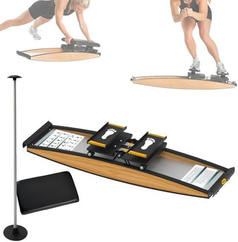 Ski Simulator Trainingsgerät 3D Crosstrainer Kraft- und Balance-Trainingsgerät Set 150kg Belastung für Taillen-, Bauch- und Beintraining mit Skistöcke