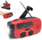 Solar Emergency Hand Crank Weather Radio,Wind up Fm Radio, Portable Battery Operated Fm Radio with SOS Alarm LED Flashlight 2000mAh Smart Phone USB Charger for Outdoor Camping Hiking ﻿ (Red)